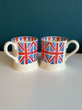 Emma Bridgewater Staffordshire England British Union Jack Mugs Set of 2